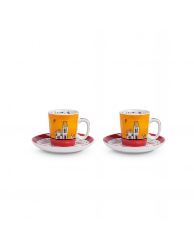 SET 2 TAZZE CAFFE’ C/PIATT LE CASETTE ROSSO ML.100