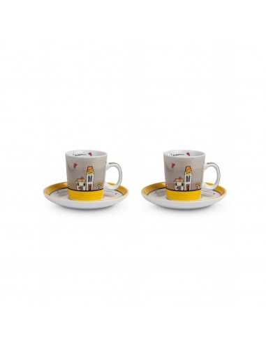 SET 2 TAZZE CAFFE’ C/PIATT LE CASETTE GIALLO ML.100